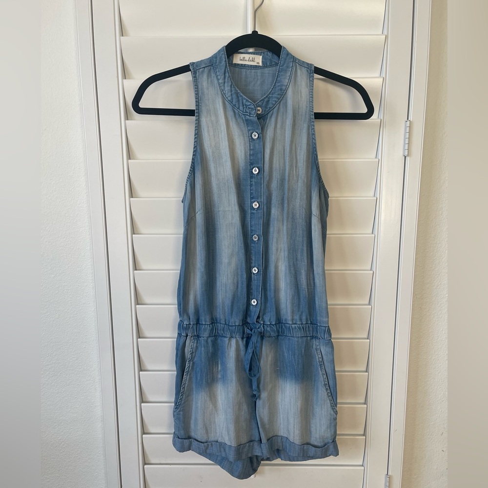 Bella Dahl chambray sleeveless button up romper sz XS